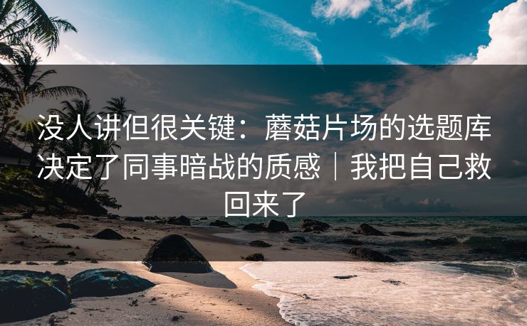 没人讲但很关键：蘑菇片场的选题库决定了同事暗战的质感｜我把自己救回来了