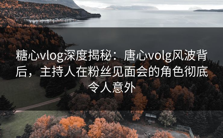 糖心vlog深度揭秘:唐心volg风波背后,主持人在粉丝见面会的角色彻底令人意外 糖心vlog深度揭秘:唐心volg风波背后,主持人在粉丝见面会的角色彻底令人意外