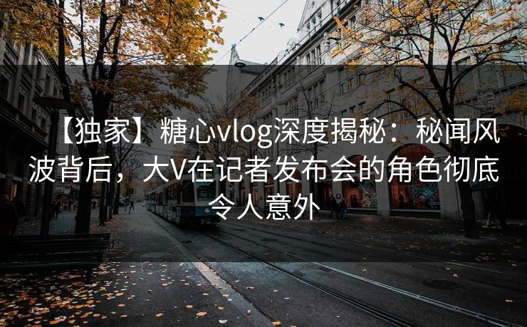 【独家】糖心vlog深度揭秘：秘闻风波背后，大V在记者发布会的角色彻底令人意外