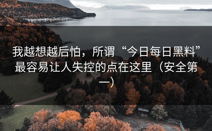 我越想越后怕，所谓“今日每日黑料”最容易让人失控的点在这里（安全第一）